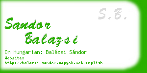 sandor balazsi business card